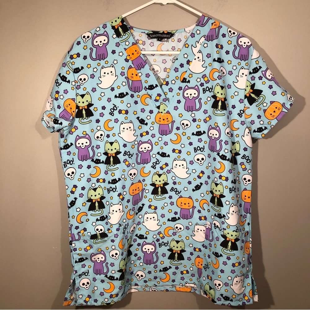 Samantha Mara Halloween Scrub Top